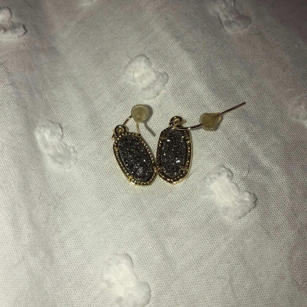 Kendra scott Lee dangle earrings silver druzy gold